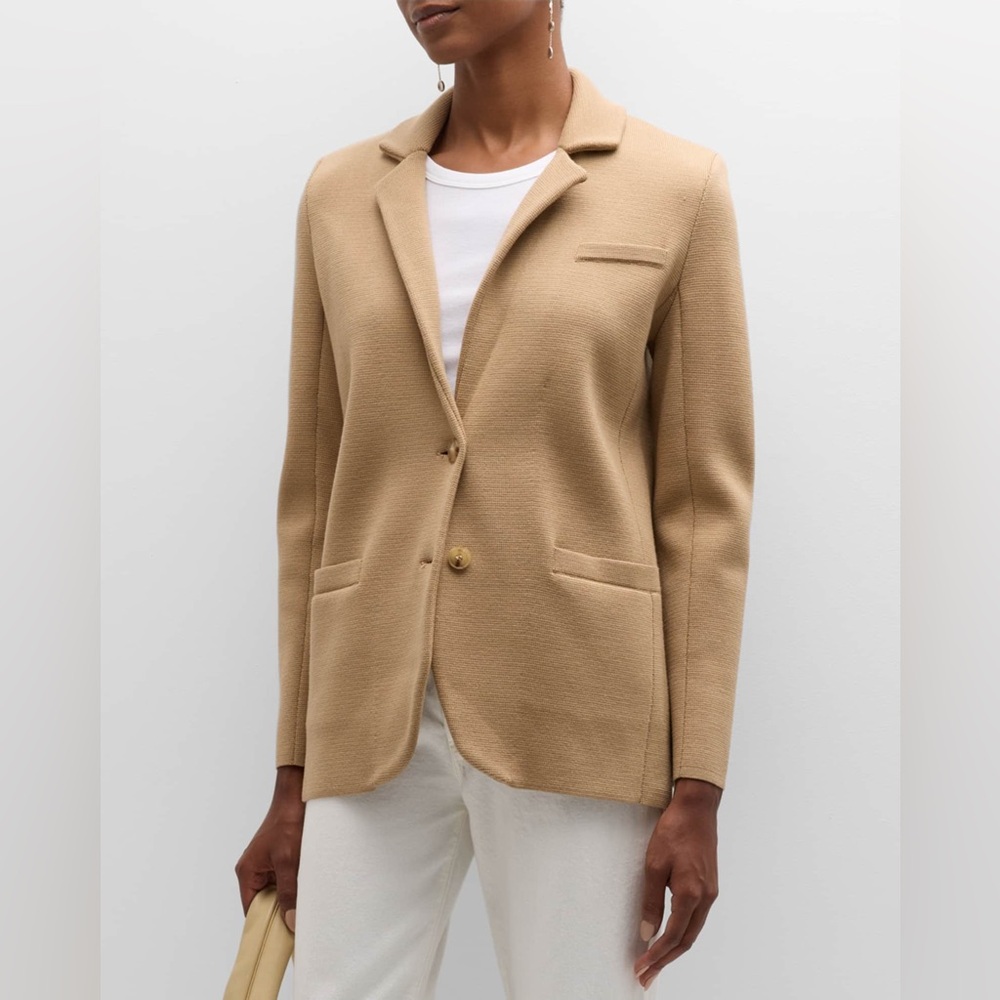 NWT TWP Camel Beige Knit Boyfriend Blazer 100% Merino Wool, size M - Picture 9 of 16
